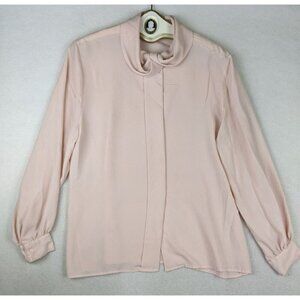 SONYA RATAY - VINTAGE WOMEN'S LIGHT PINK LONG SLEEVE BLOUSE - SIZE 12 - FLAWS